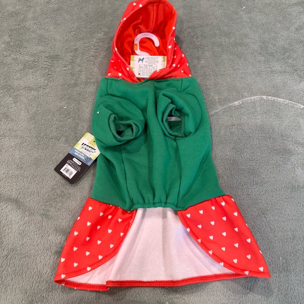 Woof Pet Berry Sweet Dog Dress Hoodie Size M Strawberry Hooded Pet Outfit - Picture 4 of 5